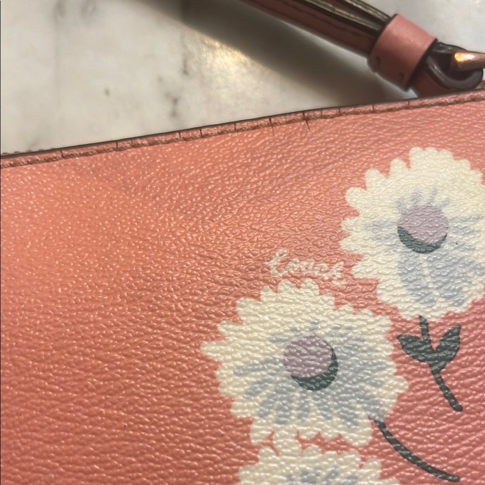 Coach Pink Floral Leather Wristlet Clutch - Picture 6 of 12